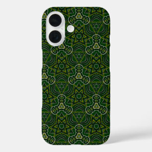 Dunkler Wald Green Mandala Sci-fi Geometrisches Mu iPhone 16 Hülle