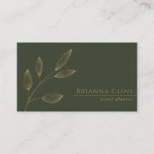 Dunkler Wald grün und Imitate Gold | Modernes Eleg Visitenkarte (Vorderseite)