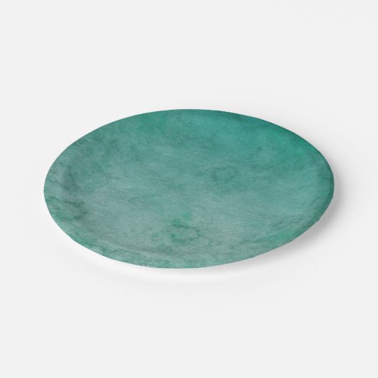 Dunkler Wald Grüne Wasserfarbe texturiert Pappteller (Schrägansicht)