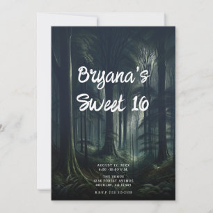 Dunkler Wald in der Dämmerung Sweet 16 Einladung