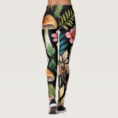 Dunkler Wald Mushroom Woodland Muster Kunst Leggings (Rückseite)