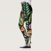 Dunkler Wald Mushroom Woodland Muster Kunst Leggings (Links)
