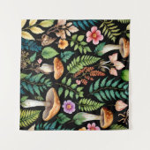 Dunkler Wald Mushroom Woodland Muster Kunst Wandteppich (Vorderseite (Horizontal))