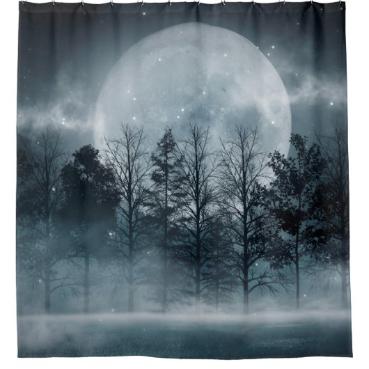 Dunkler Wald. Schöne dunkle Szene mit Bäumen, groß Duschvorhang (Vorderseite)