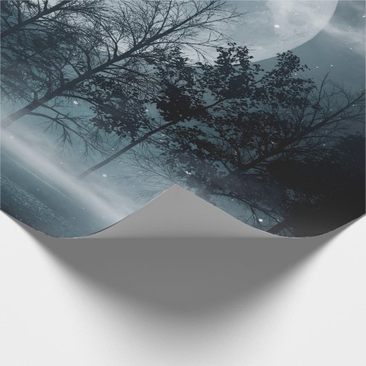 Dunkler Wald. Schöne dunkle Szene mit Bäumen, groß Geschenkpapier (Ecke)