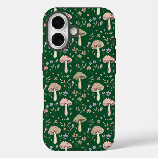 Dunkler Wald Smaragd Pilze Nahtloser Forestcore Case-Mate iPhone Hülle (Rückseite)