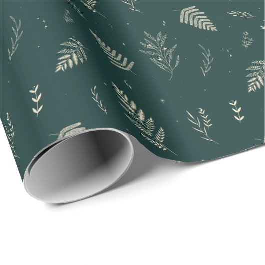Dunkler Wald | Winter Laurel Pattern Geschenkpapier (Rolleneckpunkt)