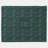 Dunkler Waldgrüner Blumen-Nahtlos-Blatt-Muster  Fleecedecke (Vorderseite (Horizontal))