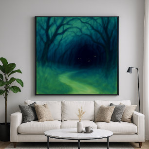 Dunkler Waldweg - Impressionismus Art Poster