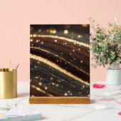 Dunkler Walnussbaum mit glänzenden Goldflüssen Acrylschild (Hochzeit)