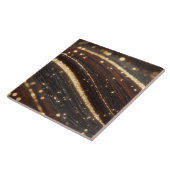 Dunkler Walnussbaum mit glänzenden Goldflüssen Fliese (Seite)