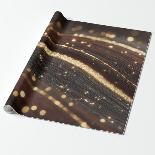 Dunkler Walnussbaum mit glänzenden Goldflüssen Geschenkpapier