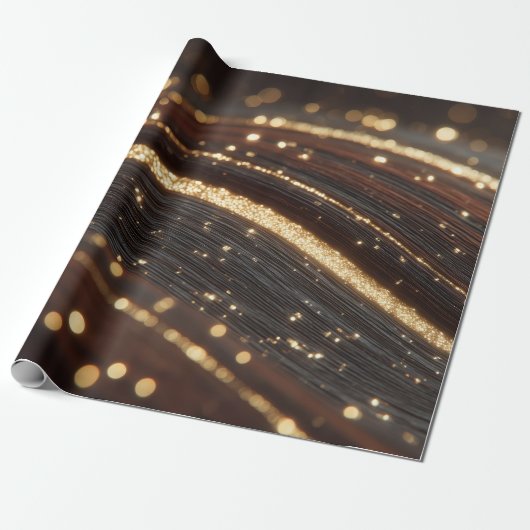 Dunkler Walnussbaum mit glänzenden Goldflüssen Geschenkpapier (Ungerollt)