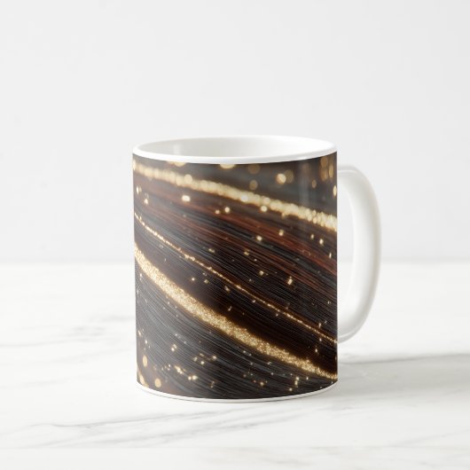 Dunkler Walnussbaum mit glänzenden Goldflüssen Kaffeetasse (VorderseiteRechts)