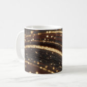 Dunkler Walnussbaum mit glänzenden Goldflüssen Kaffeetasse (Vorderseite Links)