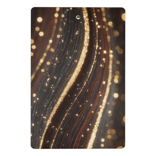 Dunkler Walnussbaum mit glänzenden Goldflüssen Mini Klemmbrett (Rückseite)