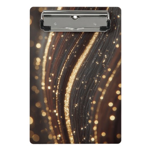 Dunkler Walnussbaum mit glänzenden Goldflüssen Mini Klemmbrett (Vorderseite)