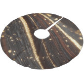 Dunkler Walnussbaum mit glänzenden Goldflüssen Polyester Weihnachtsbaumdecke (Schrägansicht)