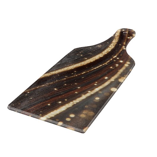 Dunkler Walnussbaum mit glänzenden Goldflüssen Schneidebrett (Ecke)