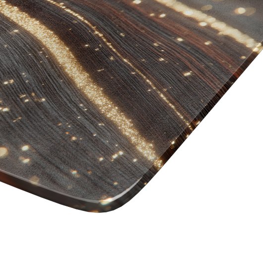 Dunkler Walnussbaum mit glänzenden Goldflüssen Schneidebrett (Ecke)
