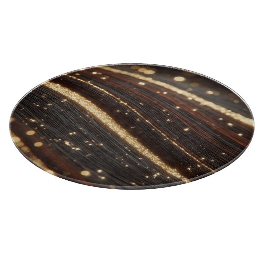 Dunkler Walnussbaum mit glänzenden Goldflüssen Schneidebrett (Ecke)