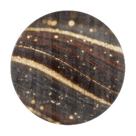 Dunkler Walnussbaum mit glänzenden Goldflüssen Schneidebrett