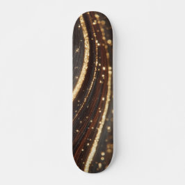 Dunkler Walnussbaum mit glänzenden Goldflüssen Skateboard