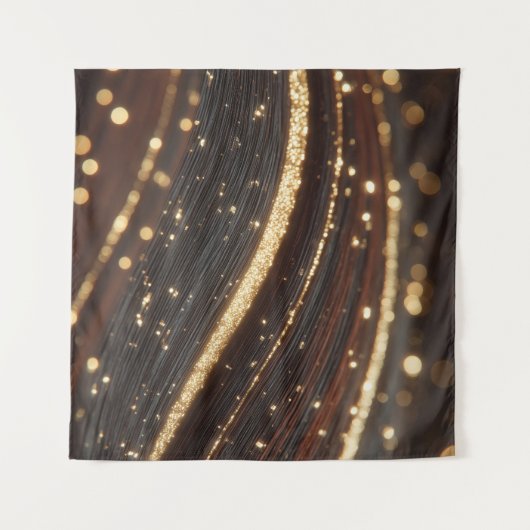 Dunkler Walnussbaum mit glänzenden Goldflüssen Wandteppich (Vorderseite (Horizontal))