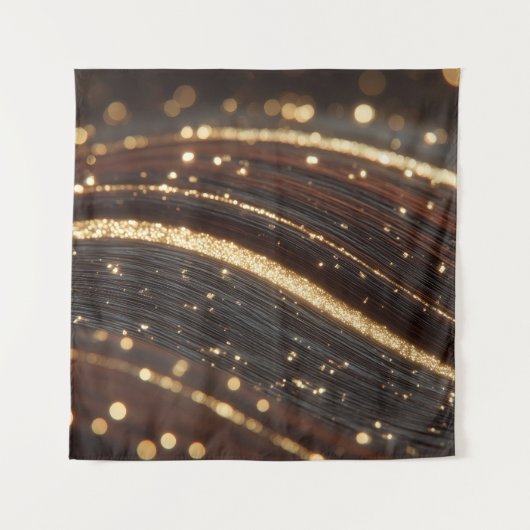 Dunkler Walnussbaum mit glänzenden Goldflüssen Wandteppich (Vorderseite)