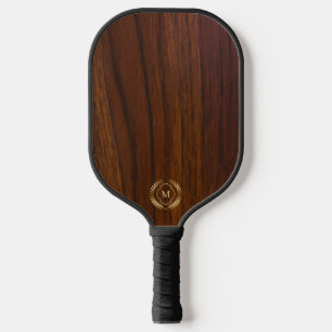 Dunkler Walnut Wood GoldLaurel Wreath Pickleball Schläger