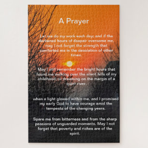 dunkler Weg in einen hellorangen Sonnenuntergang Puzzle