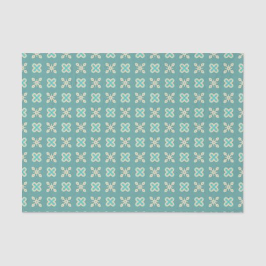 Dunkler Western Dusty Türkis Cream Aqua Geo Seidenpapier (Vorderseite)