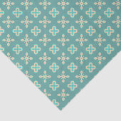 Dunkler Western Dusty Türkis Cream Aqua Geo Seidenpapier (Ausschnitt)