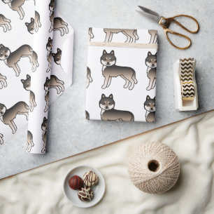 Dunkler Wolf Grauer Siberian Husky Süßes Hundemust Geschenkpapier