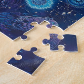 Dunkler Wolf mit Mandala magischer Sternenhimmel Puzzle (Seite)