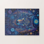 Dunkler Wolf mit Mandala magischer Sternenhimmel Puzzle (Horizontal)