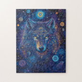 Dunkler Wolf mit Mandala magischer Sternenhimmel Puzzle (Vertikal)