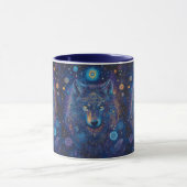 Dunkler Wolf mit Mandala magischer Sternenhimmel Tasse (Zentrum)