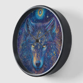 Dunkler Wolf mit Mandala Sternenhimmel Uhr (Winkel)