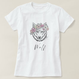 Dunkler Wolf Vintag rosa Gelbe Blume T-Shirt