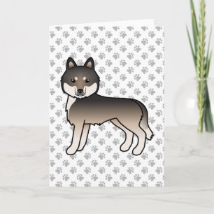 Dunkler Wolfgrauer Sibirischer Husky Süßer Cartoon Karte