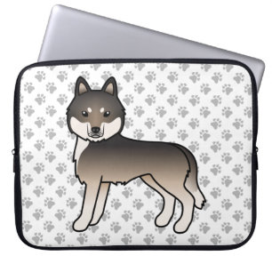 Dunkler Wolfgrauer Sibirischer Husky Süßer Cartoon Laptopschutzhülle