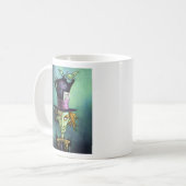Dunkler wütender Hutmacher von der Alicen im Kaffeetasse (Vorderseite Links)