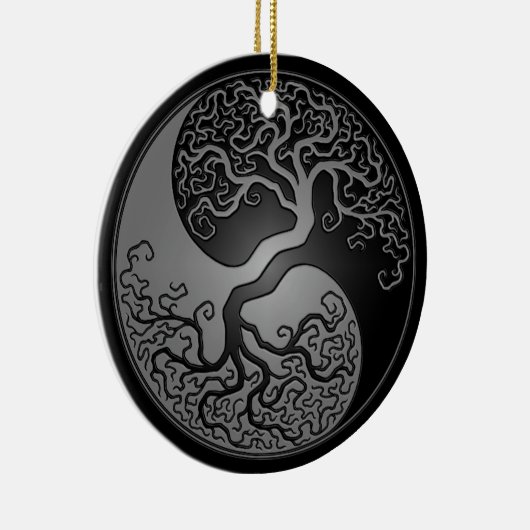 Dunkler Yin Yang Baum Keramik Ornament (Rechts)