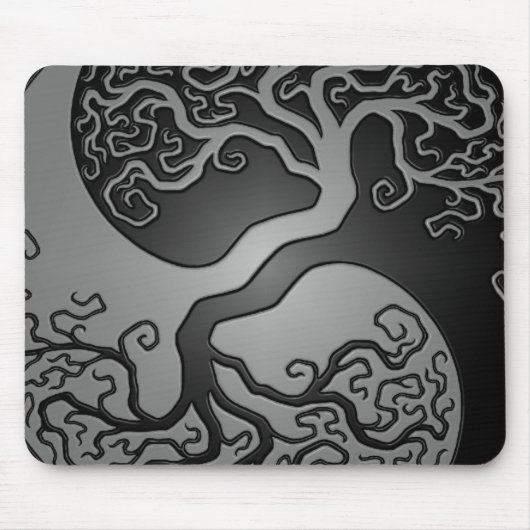 Dunkler Yin Yang Baum Mousepad (Vorne)