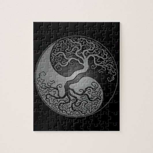 Dunkler Yin Yang Baum Puzzle (Vertikal)