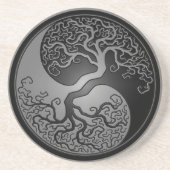 Dunkler Yin Yang Baum Untersetzer (Vorne)