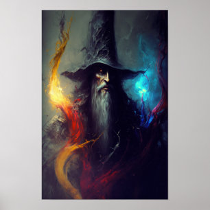 Dunkler-Zauberer-Fantasy-Kunstposter   Magier-Deko Poster