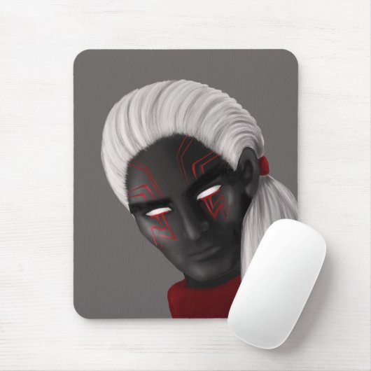 Dunkler Zauberer Zeichen Weiße Augen und Tattoos Mousepad (Mit Mouse)