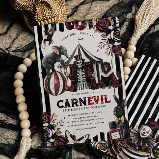 Dunkler Zirkus CARN-EVIL Halloween-Party Einladung